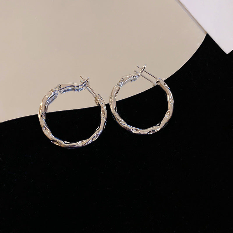 Simple Heart Circle Earrings Fashion Versatile Geometric Ear Clips Ear Studs Light Luxury High-end Feel Earrings for Women
