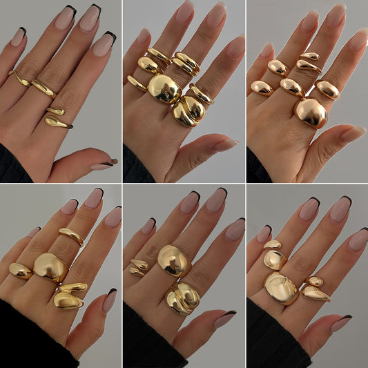 Ins Minimalist Style Trendy Exaggerated Mirror Versatile Ring Personality Alloy Hugging Ring
