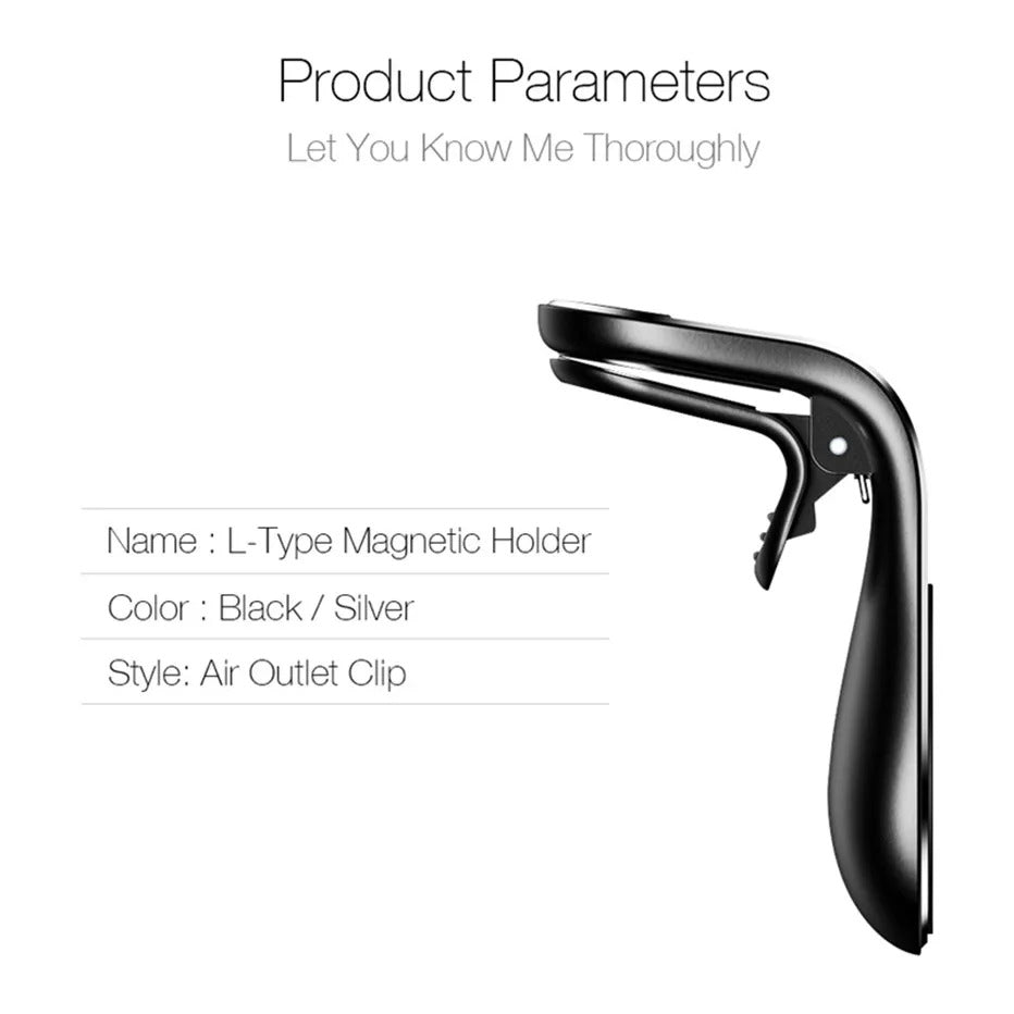 L-Type Magnetic Car Phone Holder Mount Air Vent Smartphone Mobile Stand Bracket Cell GPS Support in Car For IPhone Samsung Redmi