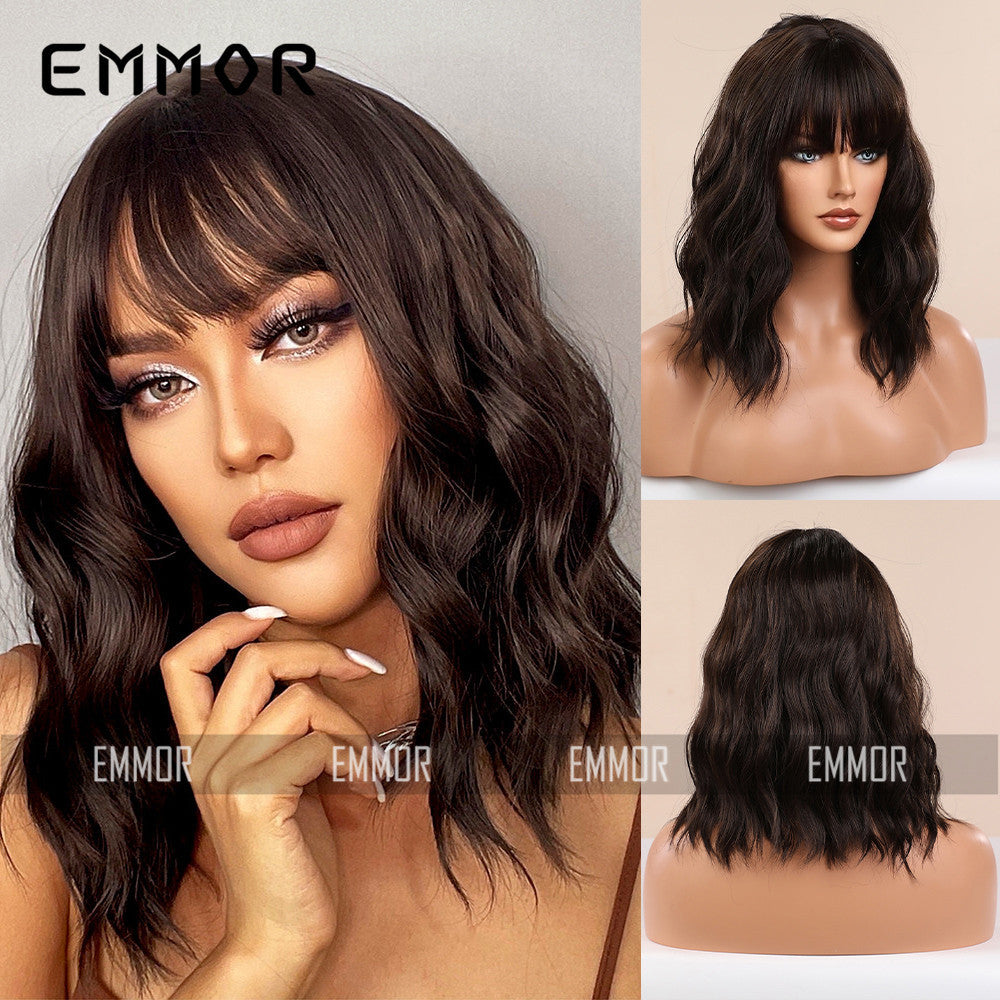 Trendy Hot-Selling Wig for Women, Cute Style, Blonde Bob Short Curly Hair, Factory Stock, Matte High-Temperature Fiber Full Wig