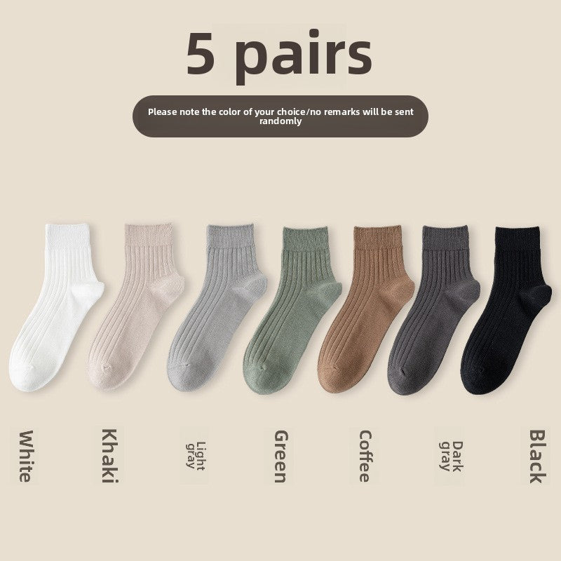Socks Men's Spring and Summer Thin genuine goods Cotton Double Needle Drawable Mid-Tube Socks Anti-Bacterial Odor Bone-Free Sweat-Absorbing Men's Socks