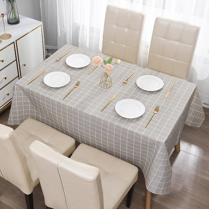 Nordic Style Warm High Temperature Resistant Tablecloth Ins Tablecloth Waterproof Oil-Proof Disposable High-Grade PVC Plaid Dining Table Cloth Liner
