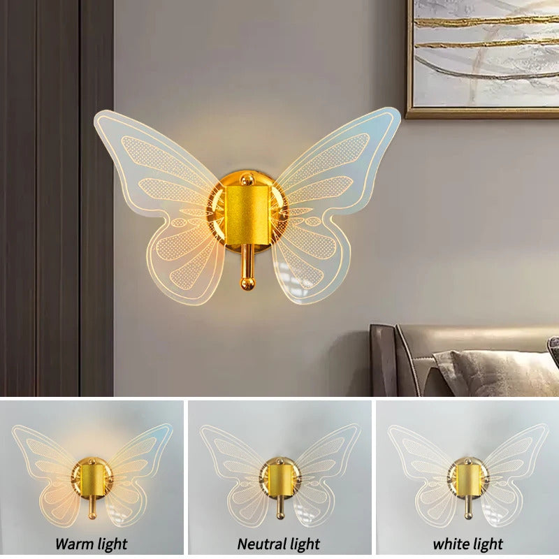 Butterfly Wall Lamp Corridor Lamp Modern Simple Creative Nordic Living Room Bedside Bedroom Lamp LED Indoor Lighting Decoration