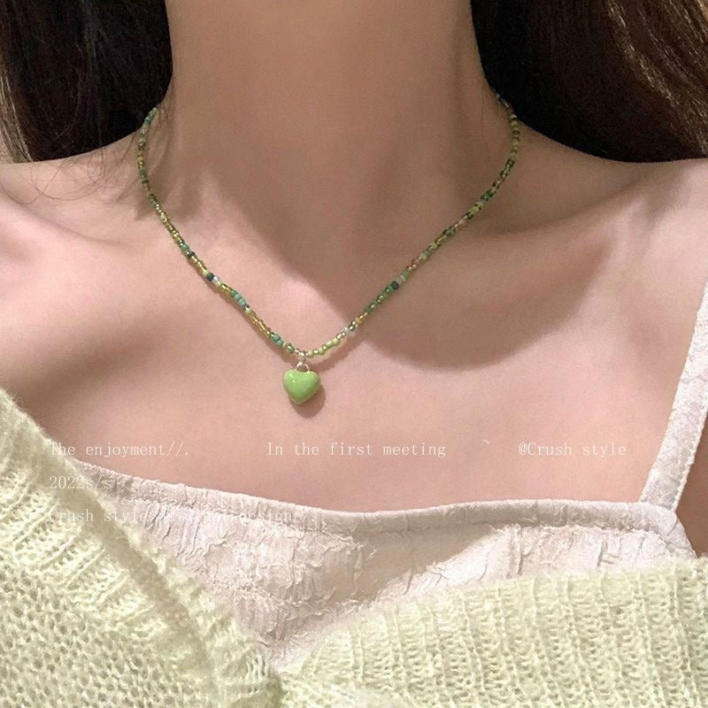 Candy-Colored Dopamine Necklace for Women All-Match Special-Interest Design Beaded Clavicle Chain Sweet Cool Hot Girl Necklace Online Influencer Jewelry