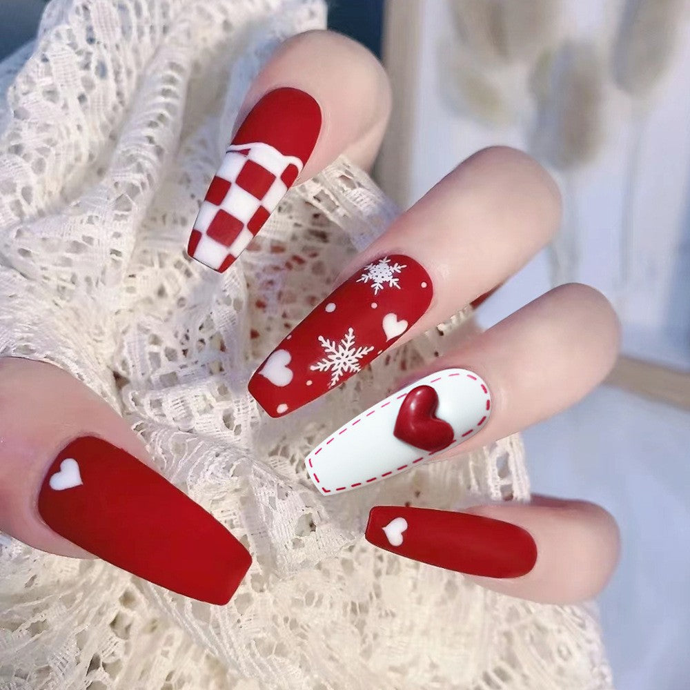 Christmas Wearable Nails Fake Nails Nail Tips Manicure Christmas Hot Press-on Fake Nail Stickers