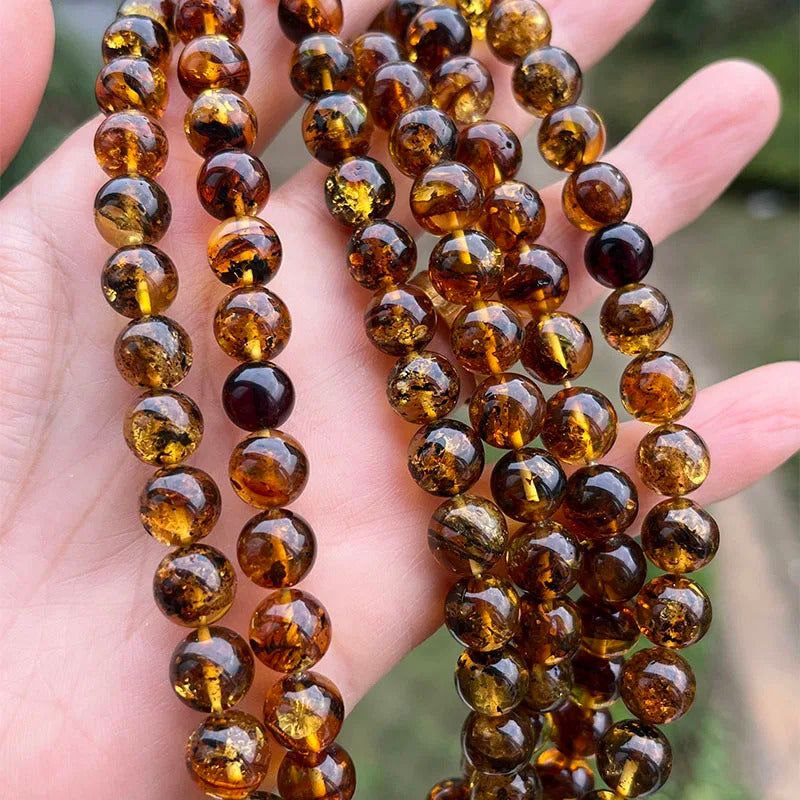 6mm-9mm Original Amber Bracelet for Men Women Unique Diy Flower Beads Rosary Long Necklace Baltic 2025 New Natural Stone Jewelry