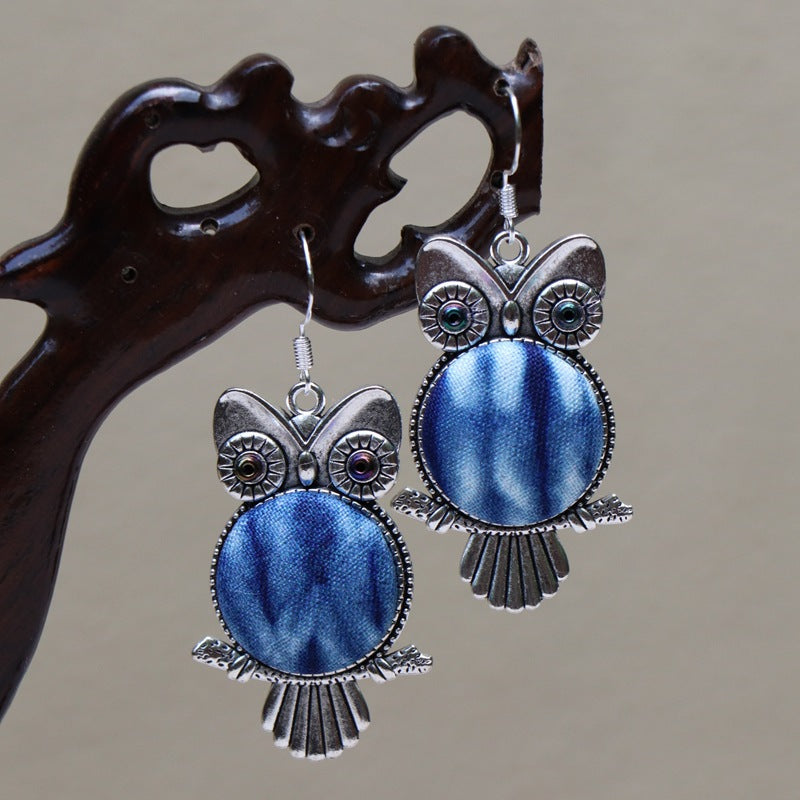 Ethnic style blue tie-dye earrings hand-woven tie-dye earrings travel companion gift