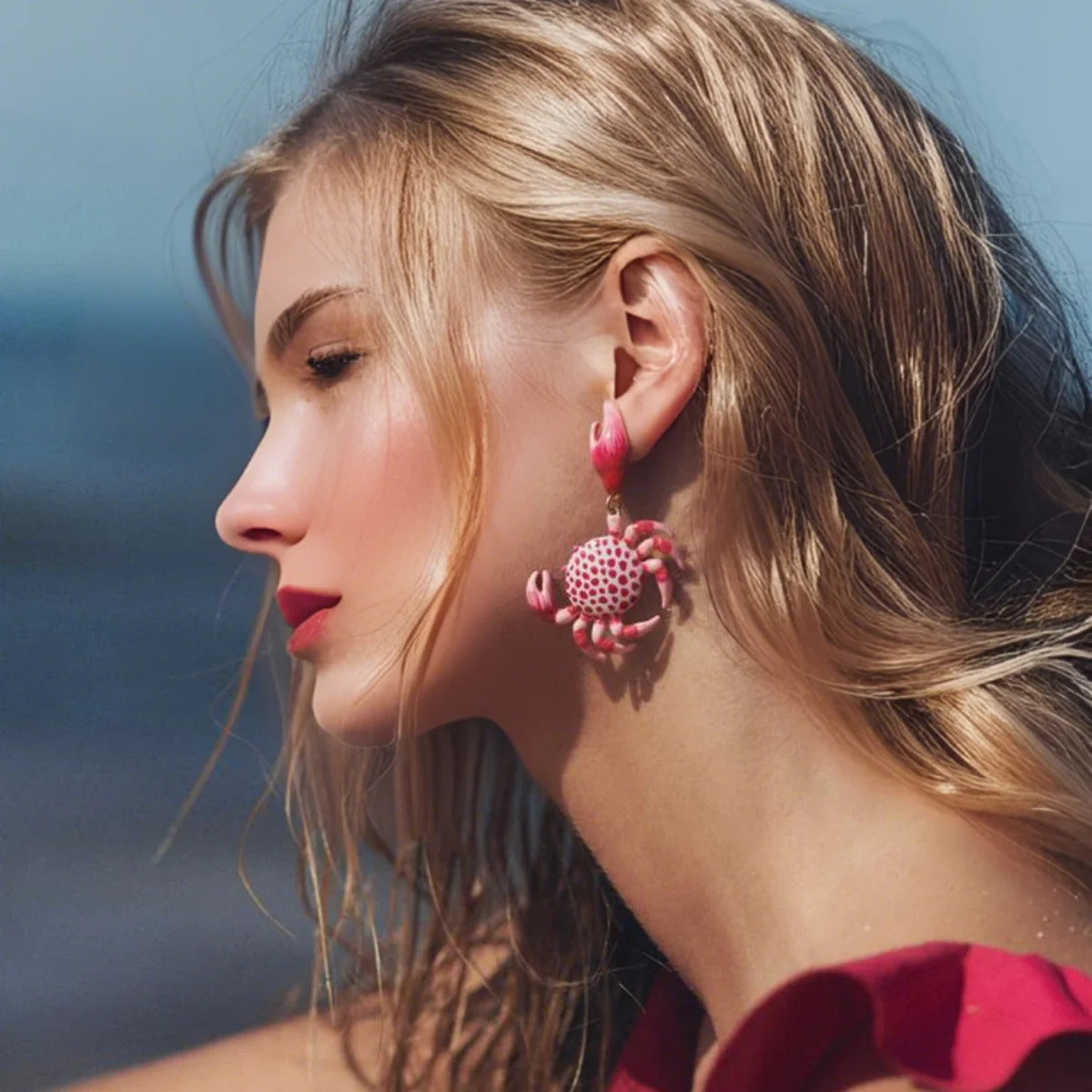 2025 New Design Fashion Enamel Crab Drop Earrings For Women Summer Vacation Beach Sea Animal Jewelry Cute And Fun Accessories