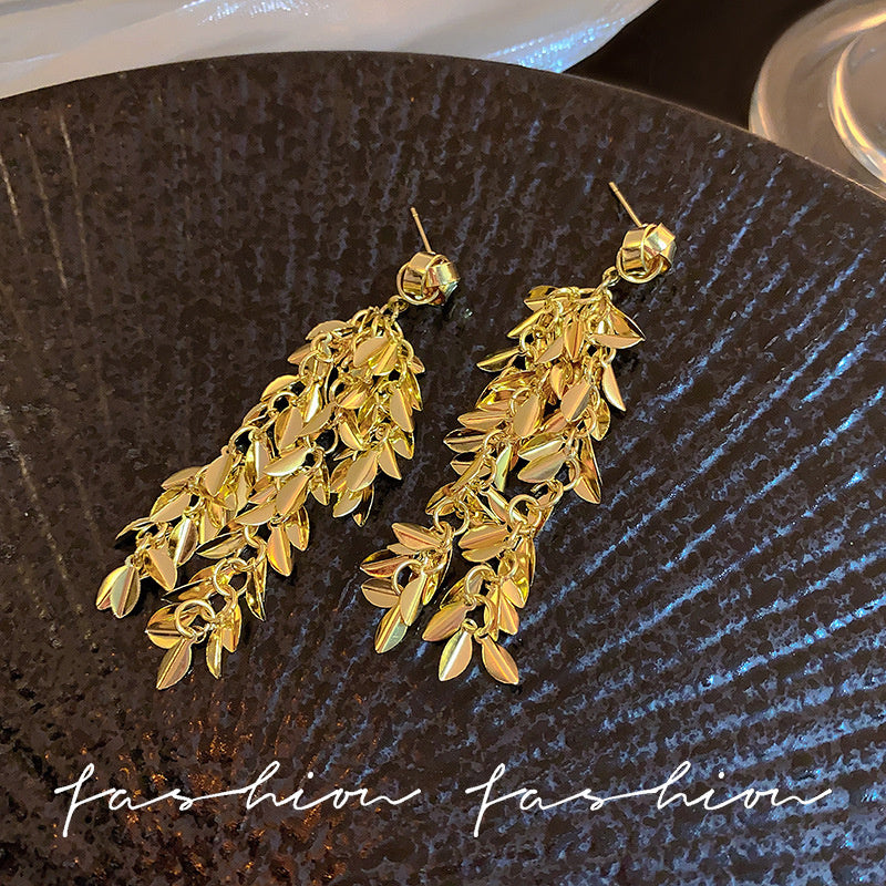 925 Silver Needle Hong Kong Style Retro Metal Earrings Women's High-Grade Geometric Simple Bracelet Ear Clip All-Match Exaggerated Commuter Earrings