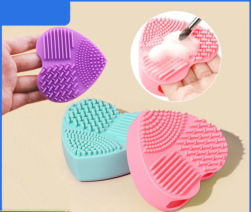 Heart-Shaped Makeup Brush Cleaning Box Multifunctional Makeup Brush Cleaning Tool Pad for Washing Brush Hollow Love Brush Box