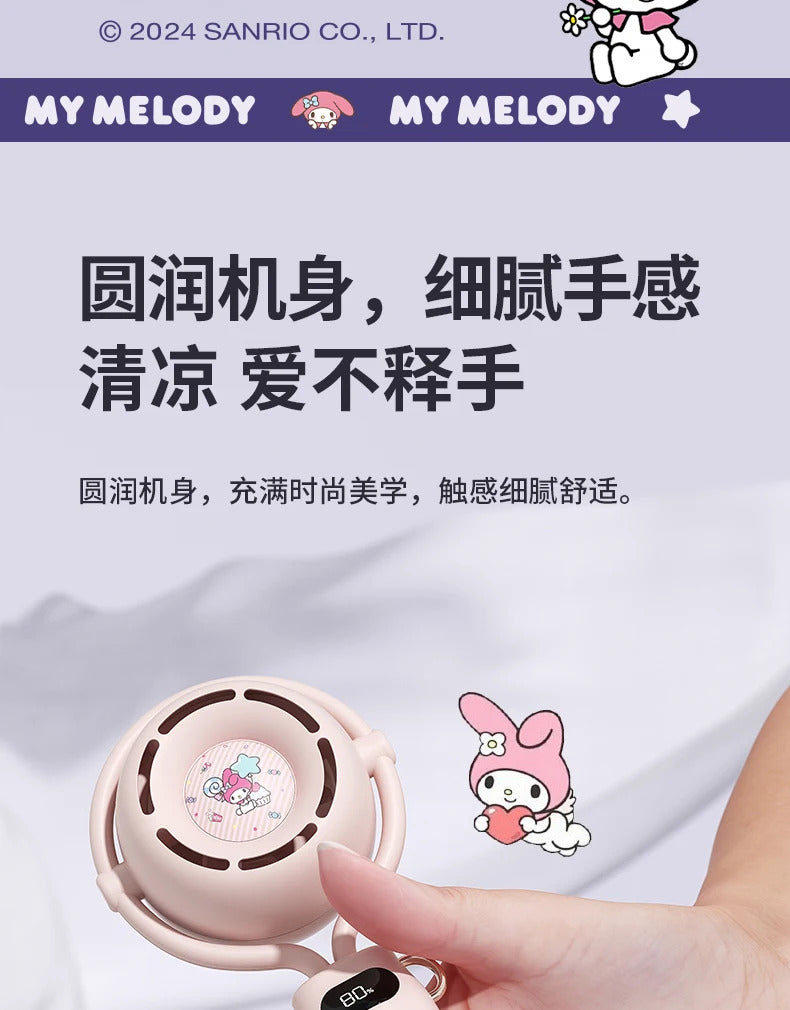 10000 Ma Sanrio Usb Folding Handheld Mini Fan Kuromi Pachacco Portable Hanging Neck Fan Bladeless Ultra-quiet Strong Breeze Fans