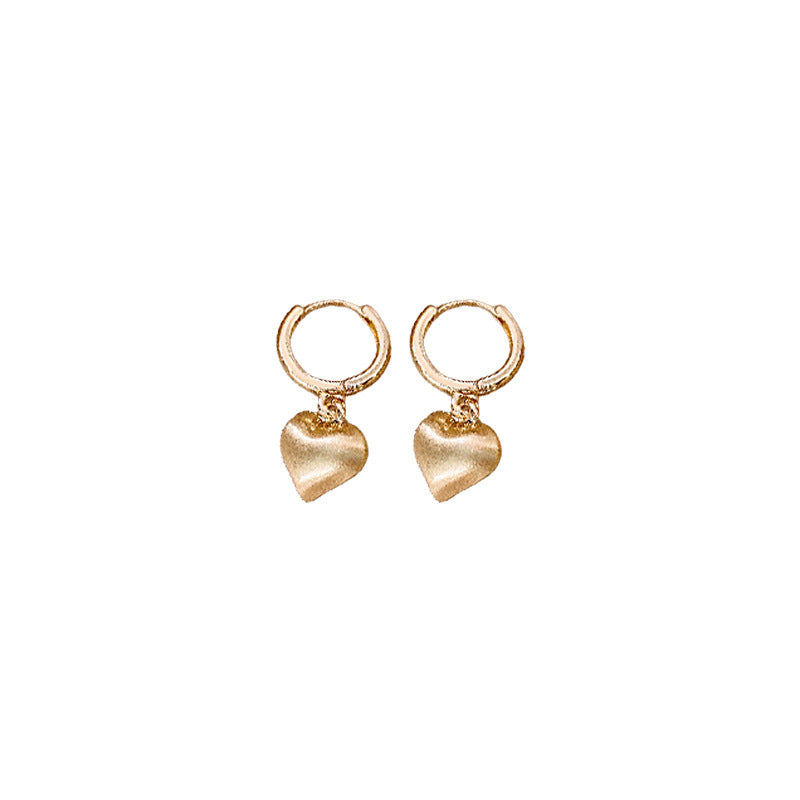 Simple Heart Circle Earrings Fashion Versatile Geometric Ear Clips Ear Studs Light Luxury High-end Feel Earrings for Women