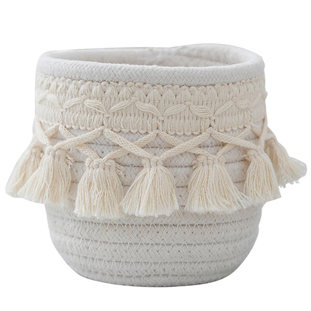 Comb Brushes Mini Storage Basket Boho Cosmetic Brushes Storage Makeup Brushes Container for Vanity Desktop Bathroom