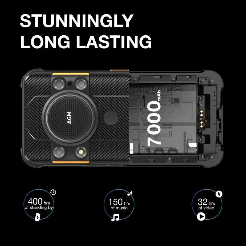 AGM H5 6+128G Rugged Smartphone Large Capacity 7000MAH IP68/IP69K Cell Phone 3.5W Loud Speaker Night Vision