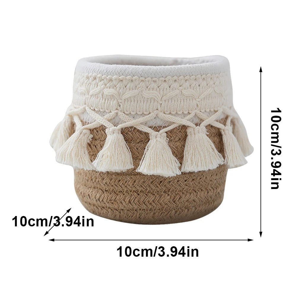 Comb Brushes Mini Storage Basket Boho Cosmetic Brushes Storage Makeup Brushes Container for Vanity Desktop Bathroom