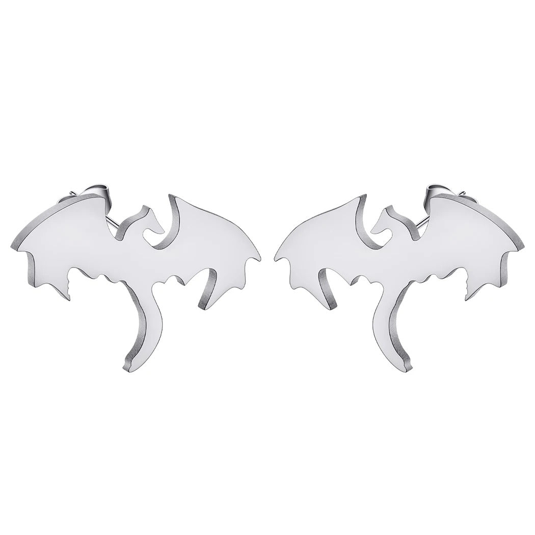 Punk Men Black Western Dragon Ear Stud Trend Stainless Steel Earrings for Women Personalize Rock Set Hip Hop Streetwear Jewelry