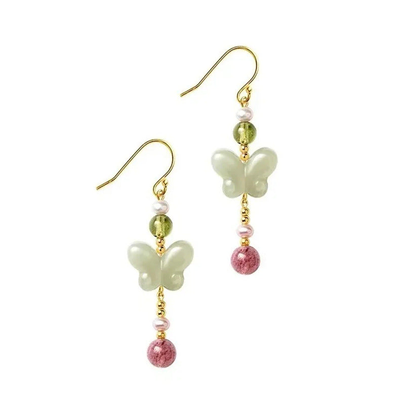 Antique Cheongsam Butterfly Earrings Hanfu Earrings Accessories Butterfly New Chinese Long Earrings Hook