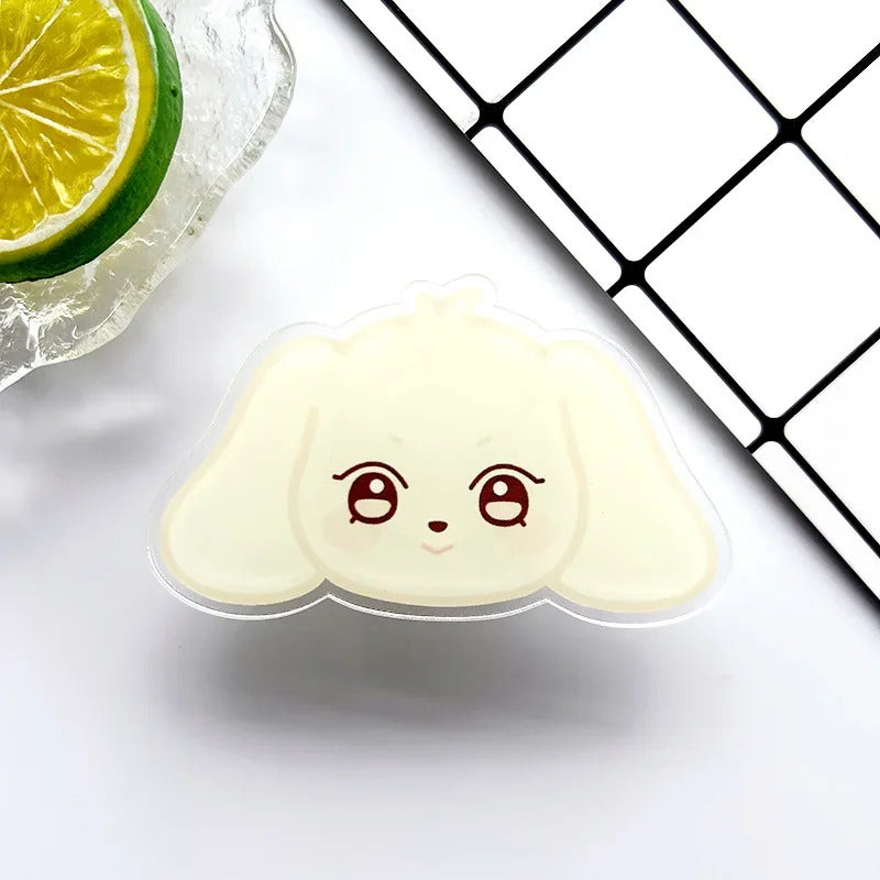 KPOP A-TEEZ Cartoon Figures Acrylic Phone Stand Cute Bear Cat Rabbit Folding Bracket Retractable Mobile Phone Holder Fans Gifts