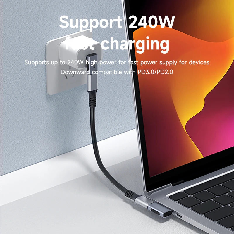 Hagibis 240W USB C to C Adapter 40Gbps 8K 60Hz 90 Degree Converter USB4 Adapter for Thunderbolt 4/3 MacBook iPhone 16 Pro Tablet