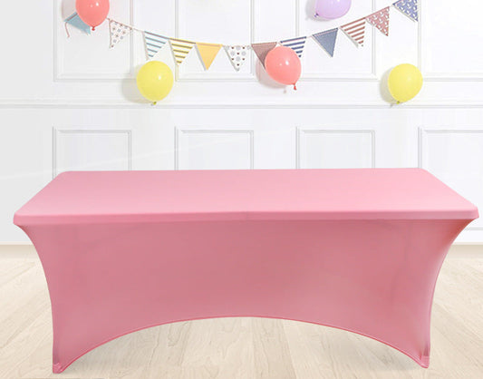 Elastic 6FT Rectangular Table Cover Full Coverage Tablecloth Outdoor Wedding Banquet Event Cocktail Fan-shaped Tablecloth Table Cover