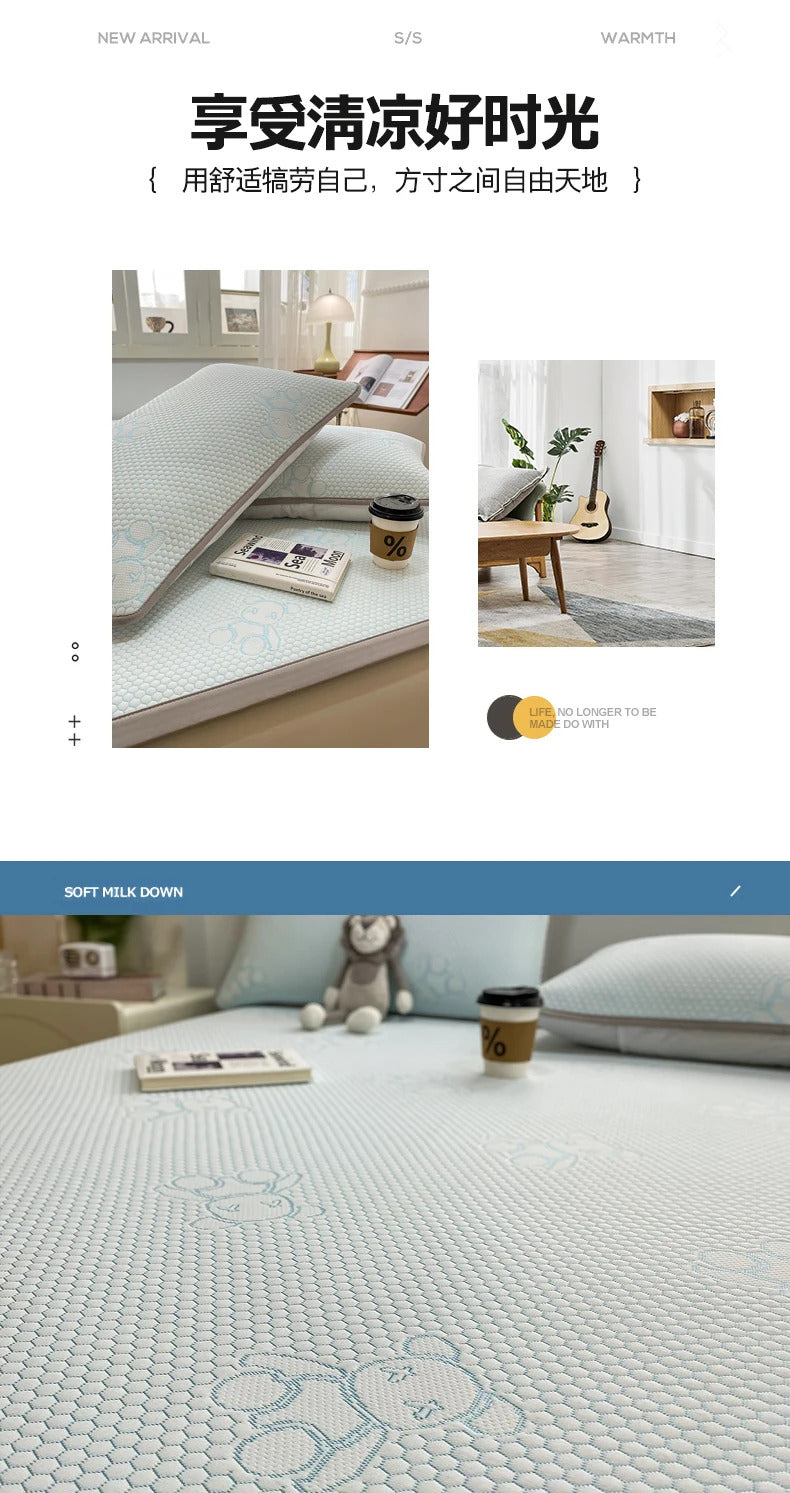 New Ice Bean Summer Mat for Bed  Air-Permeable Sleeping Naked Cooling Mat Adult Child Coolness Soft Bed Mat Cool Down Bed Pad