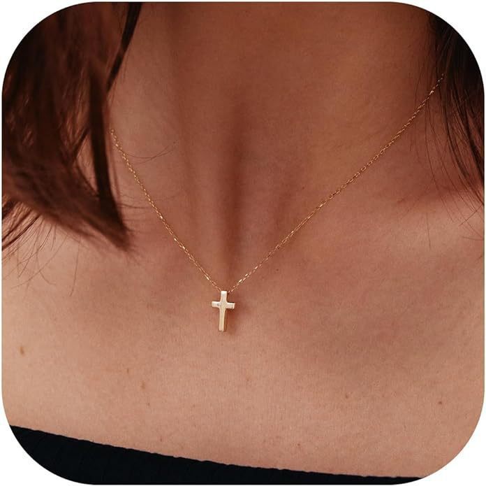 Amazon TK Hot-Selling OT Buckle Square Cross Necklace for Women Copper Plated 14K Gold Paperclip Necklace Yiwu In Stock