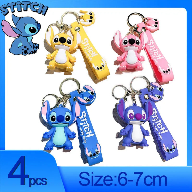 Hot Lilo & Stitch Toys Keychian Anime Stitch Pendant Keychain Sweet Pink Angel Keychians Women Car Keyring Girl Birthday Gift
