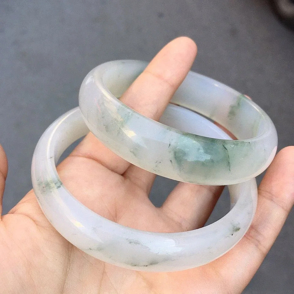 Natural Tianshan Jade Bracelet Gold Silk Jade Ice Transparent Green Jewelry Bracelet