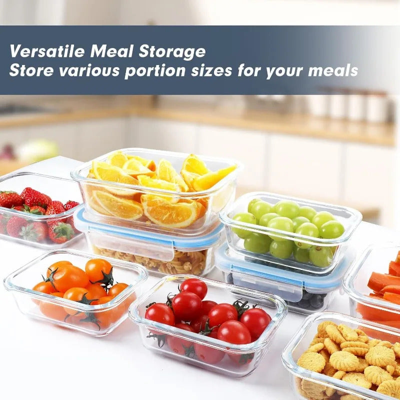 10 Packs Glass Food Storage Containers with Lids, Glass Meal Prep Containers, Airtight Glass Lunch Containers, Freezer, Oven