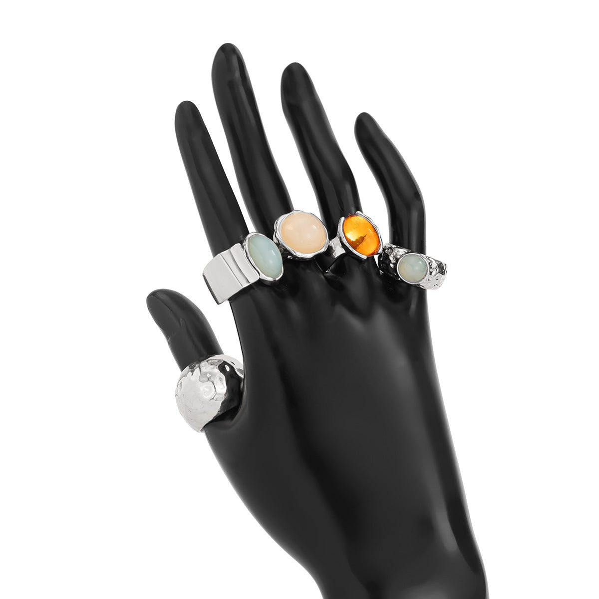 Fashionable Acrylic Inlaid Ring Light Luxury Style Irregular Alloy Ring New Arrival