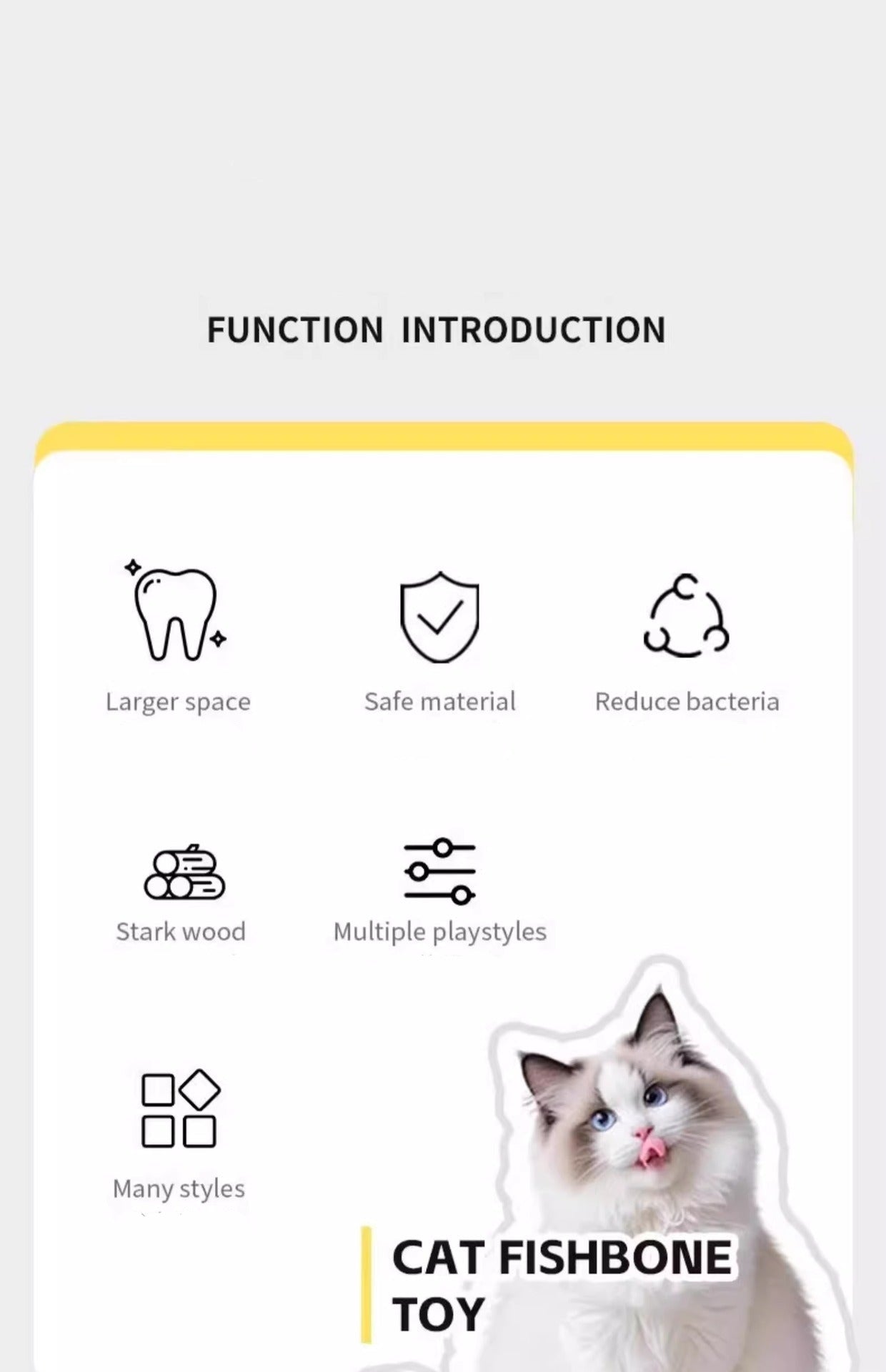 Cat Toy Fish Bone Wooden Polygonum Teething Stick Realistic Fish Teeth Cleaning Stick Self-Entertainment Toy Creative Grilled Fish Teaser Stick