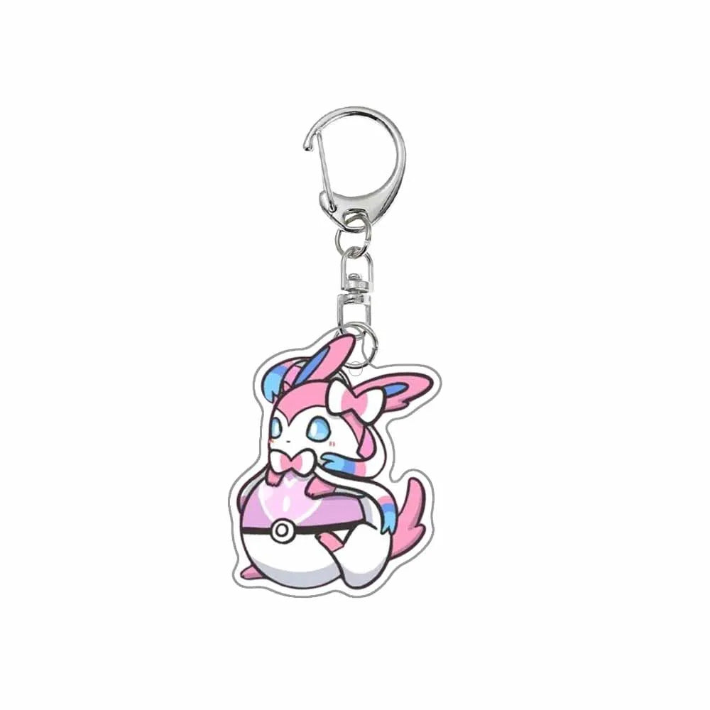 Pokemon Anime Cartoon Acrylic Keychain Eevee Vaporeon Jolteon Flareon Sylveon Espeon Glaceon Leafeon Umbreon Key Chain Pendant