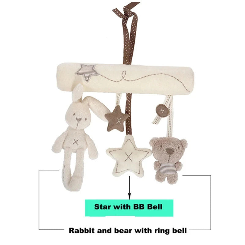 2024 New Hanging Bed Rabbit Baby Hand Bell Safety Seat Plush Toy Multifunctional Plush Toy Stroller Mobile Gifts