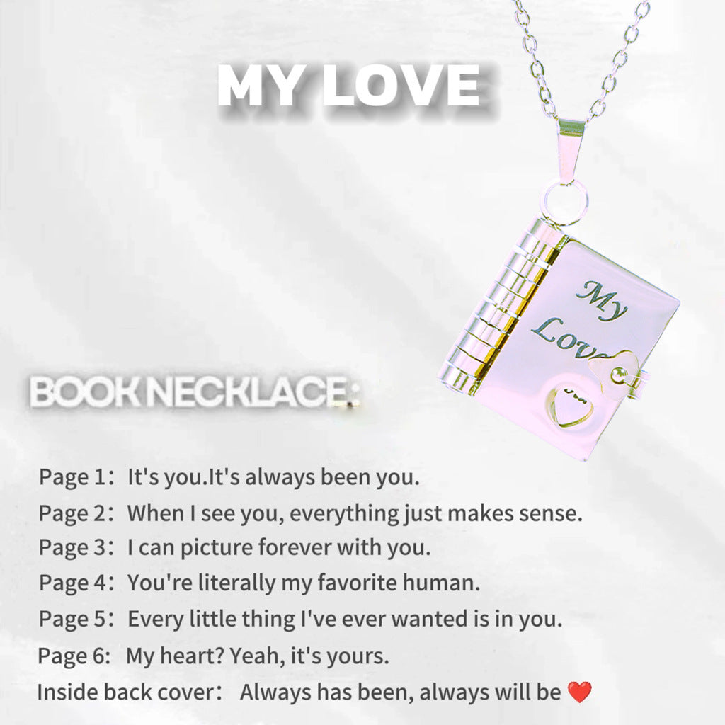 Titanium Steel Women's Love Letter Necklace Openable Pendant Couple New Style Personality Temperament Necklace Clavicle Chain