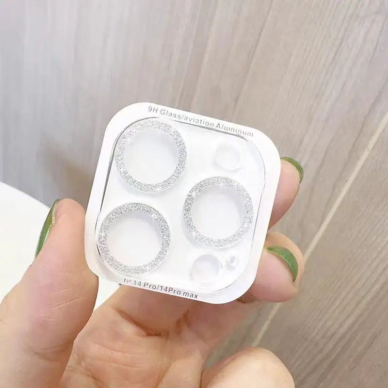 2PCS Bling Glitter Diamond Camera Lens Protector For Apple Iphone 16 15 13 12 Pro Max Sreen Protectors Film For iPhone 16 14plus