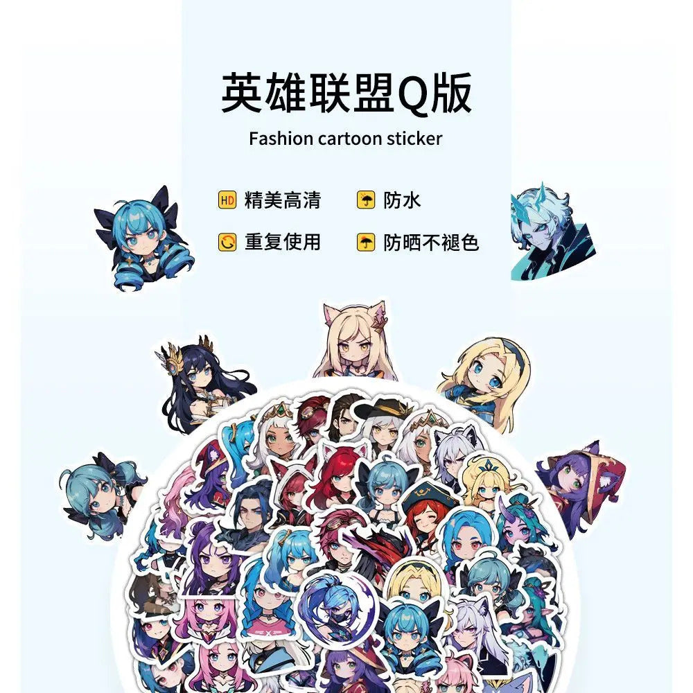 60 sheets LOL League of Legends Q-version characters sexy and cute Gwynn Wing En phone case, notebook ledger waterproof stickers