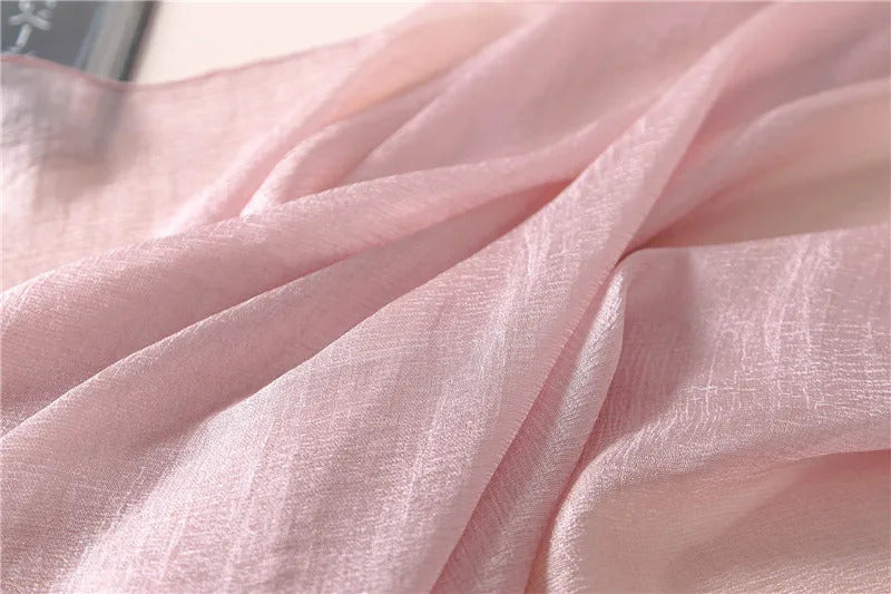 2023 Luxury Brand Women Fashion Scarf Plain Solid Silk Linen Shawls Scarves Summer Lady Bandanas Pashmina Foulard Hijab 180*90Cm