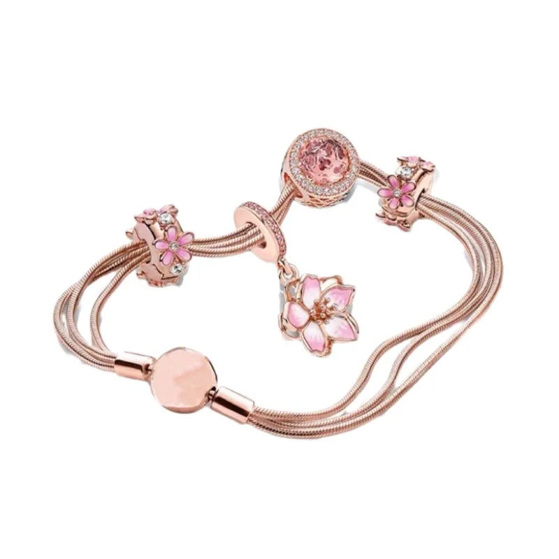 Luxurious 100%925 sterling silver original cute animal charm bead DIY set bracelet, high-end birthday gift jewelry for women