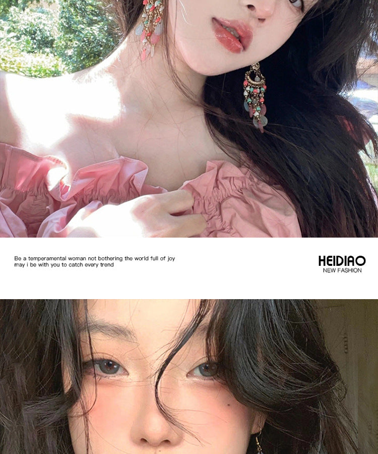 Bohemian Style Earrings Chinese Retro Style Niche Light Luxury Ear Drops Ear Hooks Vacation Style Earrings for Women