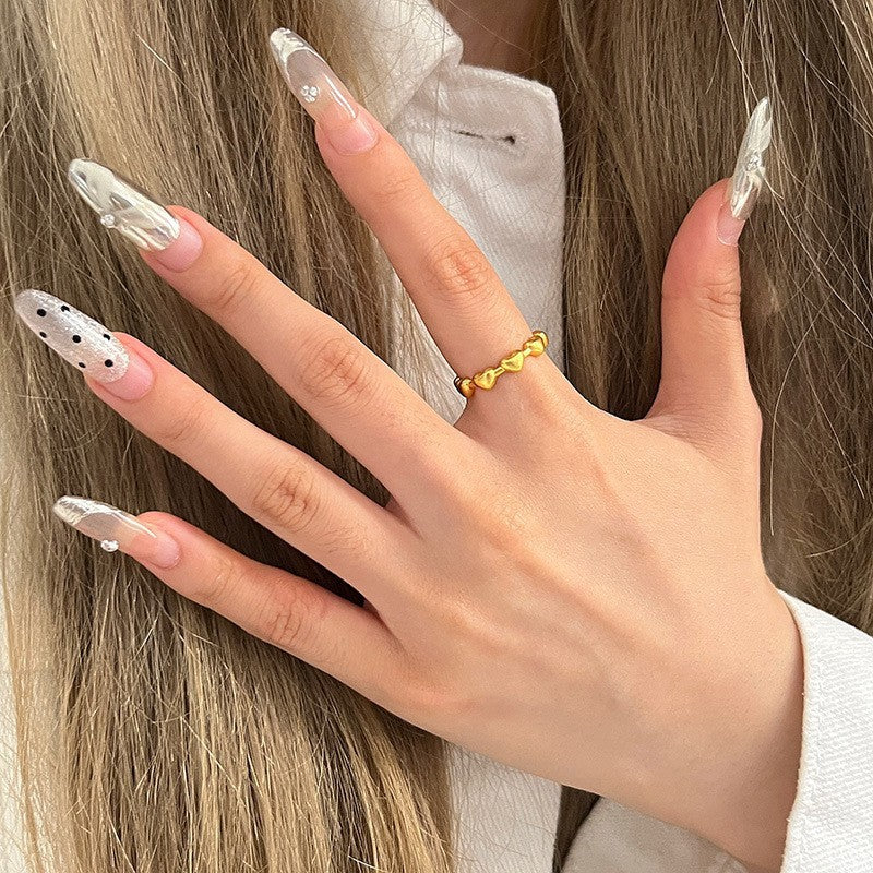 Sand Gold Opening Adjustable Frosted Ring Women's Fashion Sweet Light Luxury Niche Exquisite Ring Ancient Design