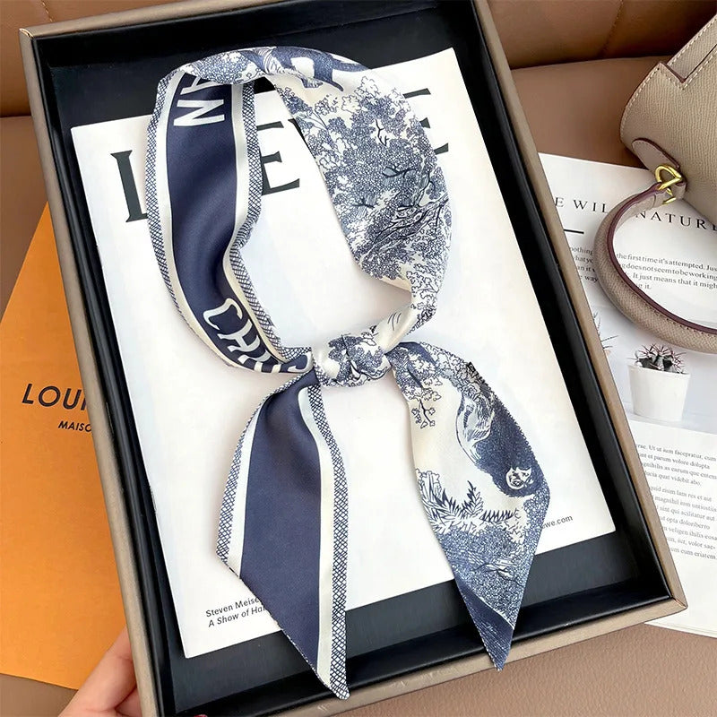 Spring high-end letter headband, tied hair ribbon, silk scarf, women's retro decoration, tied bag, ribbon accessories