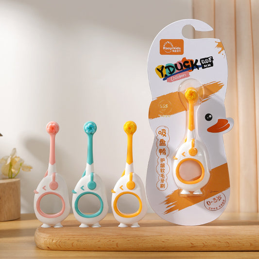 0-3 Children's Thousand Bristle Toothbrush Gentle on Baby's Gums Cloud-like Soft Suction Cup Standable Toothbrush