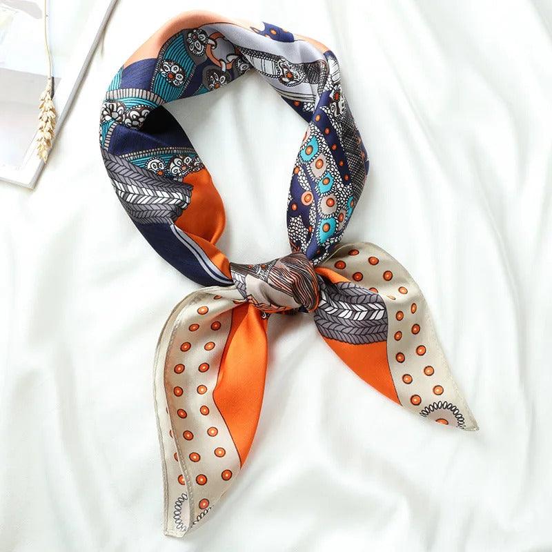 Luxury Popular Stripe Square Silk Scarf Women Headcloth Four Seasons Sunscree Fashion Letter Silk Scarves bandanna foulard