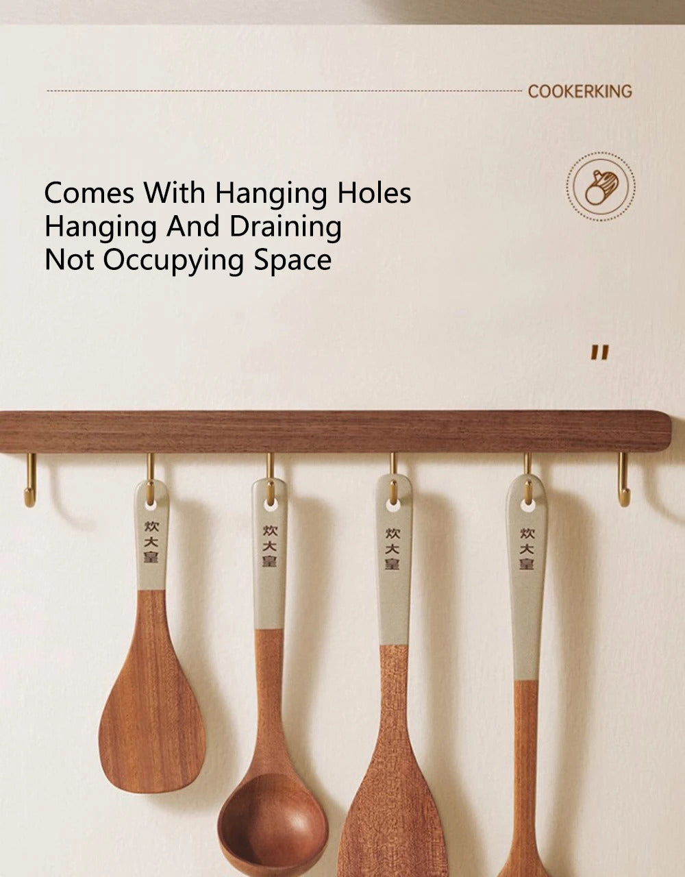 COOKER KING Ebony Wood Spatula Non Stick Pan Special Stir Fry Spatula Heat-Resistant Spatula Rice Soup Spoon Cooking Utensils