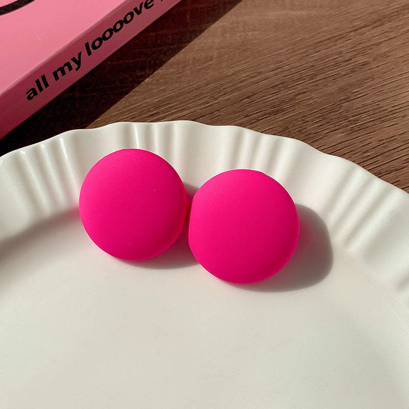 High-grade dopamine rose red earrings female niche design earrings net red pink earrings