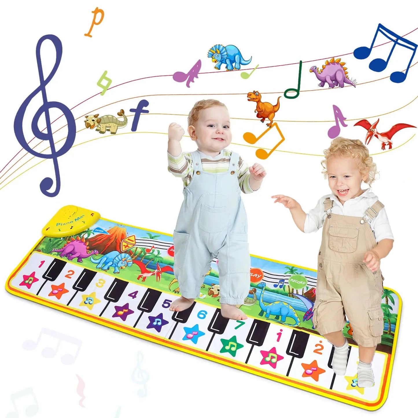 110x36cm Musical Piano Mat Toddle Mat Musical Carpet Toddlers Keyboard with 8 Dinosaur Sounds Baby Mat Educational Toys for Kids