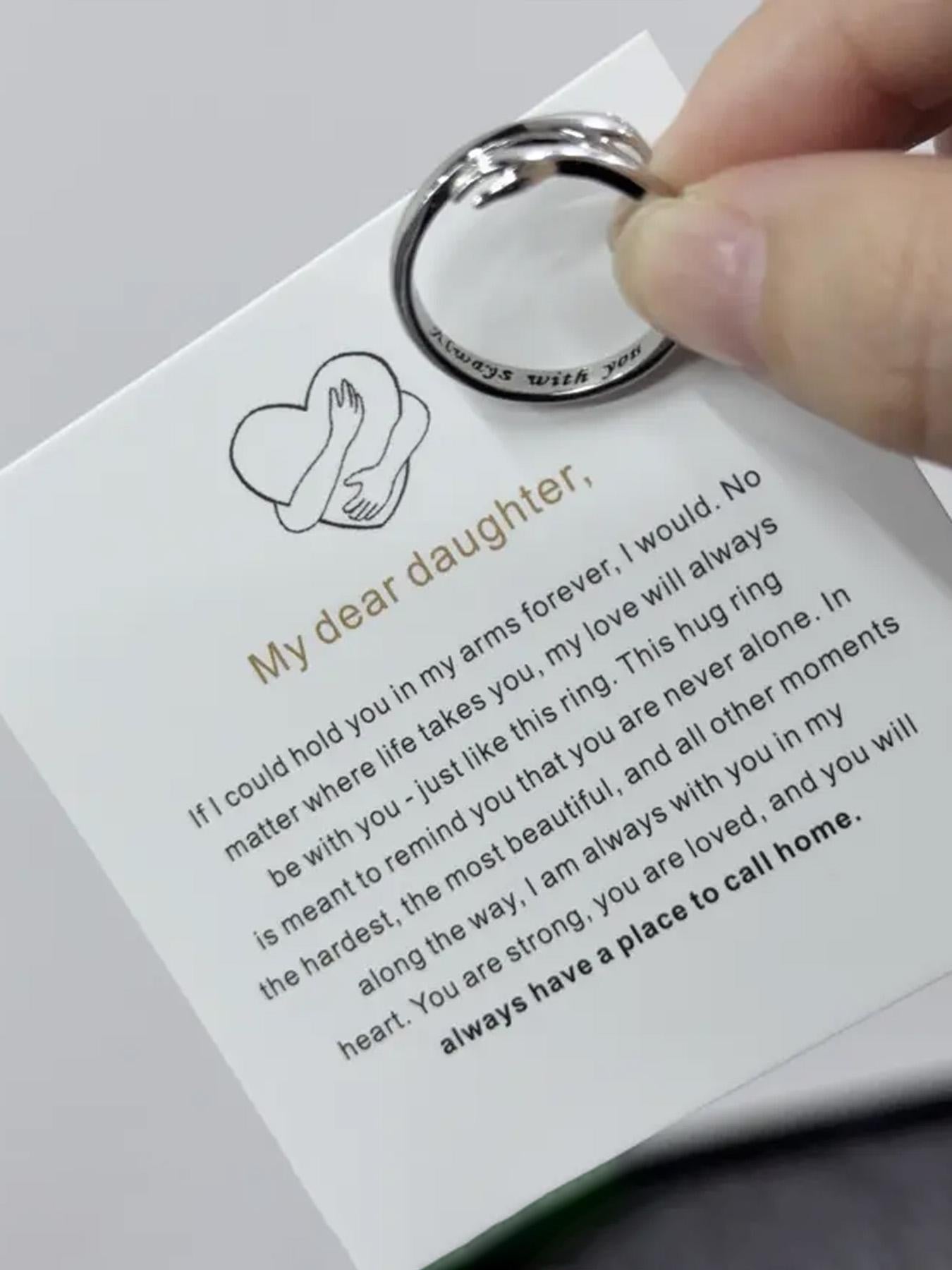 Creative Engraving Love Hug Open Adjustable Couple Hands Hug Ring Direct Sale