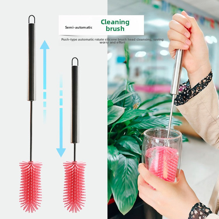Rotating Silicone Cup Brush Milk Bottle Brush Multifunctional Semi-automatic Cleaning Brush Household Press-type Rotating Cleaning Artifact