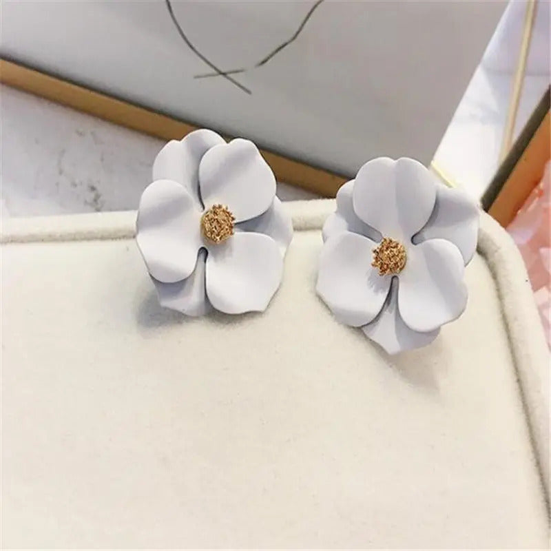 Korean New Double-layers Flower Drop Earrings for Ladies Exaggerated Women Floral Earrings Fashion Jewelry aretes de mujer