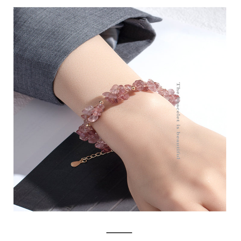 Bracelet Female Star Moon INS Niche Design Jewelry Strawberry Quartz Student Gift Minimalist Style Elegant Bestie Style Forest Series